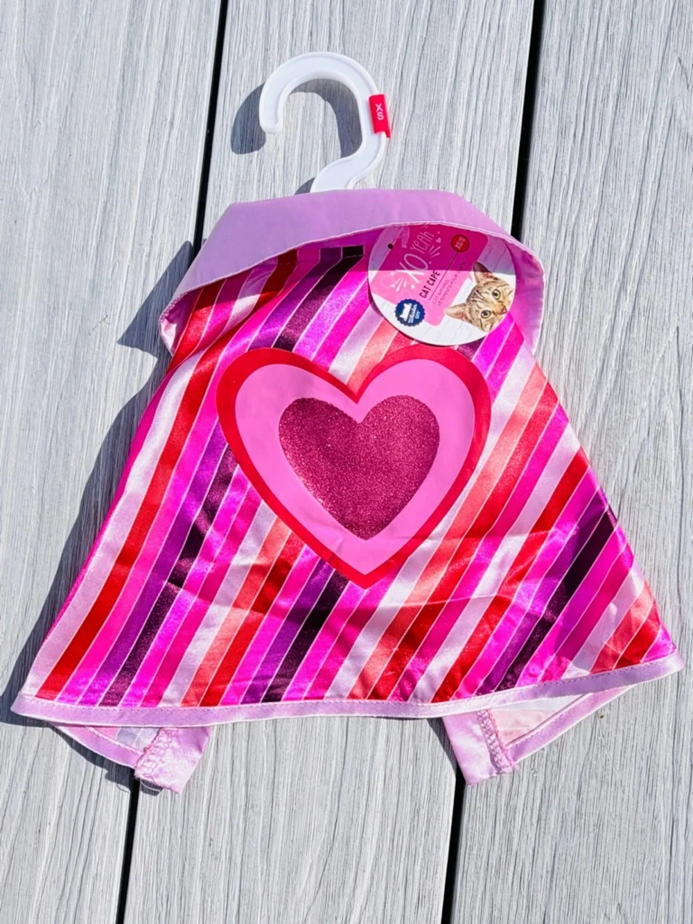Petsmart Whisker City Kitty Cat Cape Pink & Red Heart Print Clothes Costume